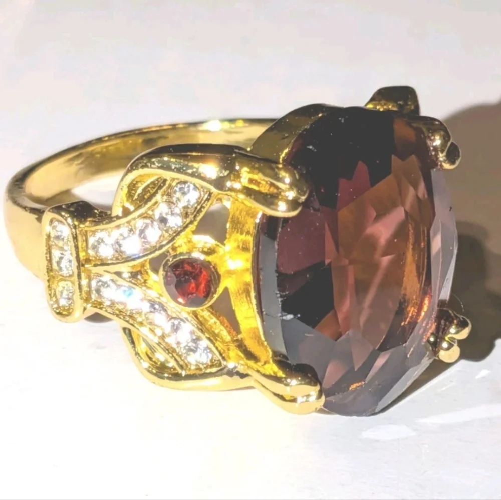 8ct Large Lab Created Deep Red Sparkling Gemstone Cocktail Ring For Women Sz 13
